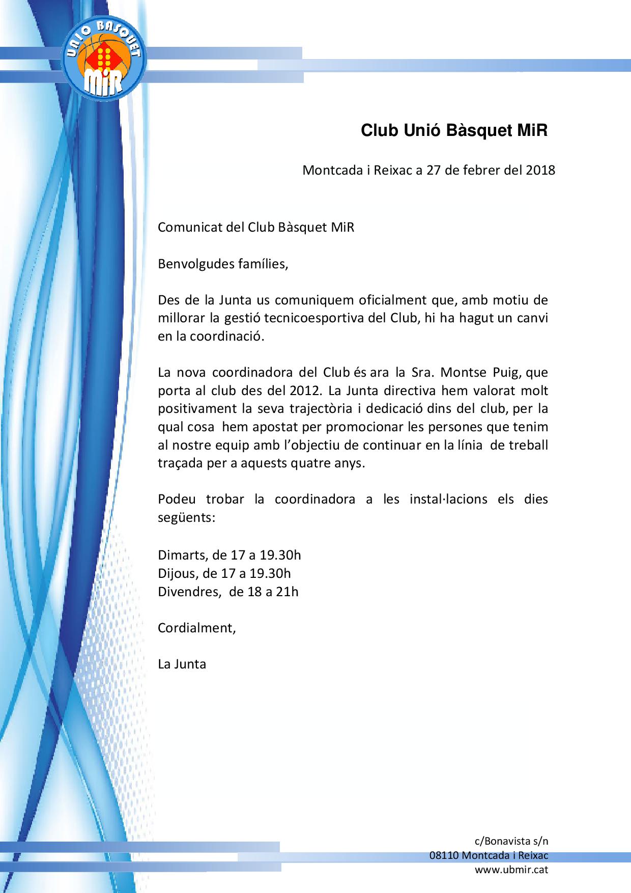 ESCRIT CANVI COORDINADOR