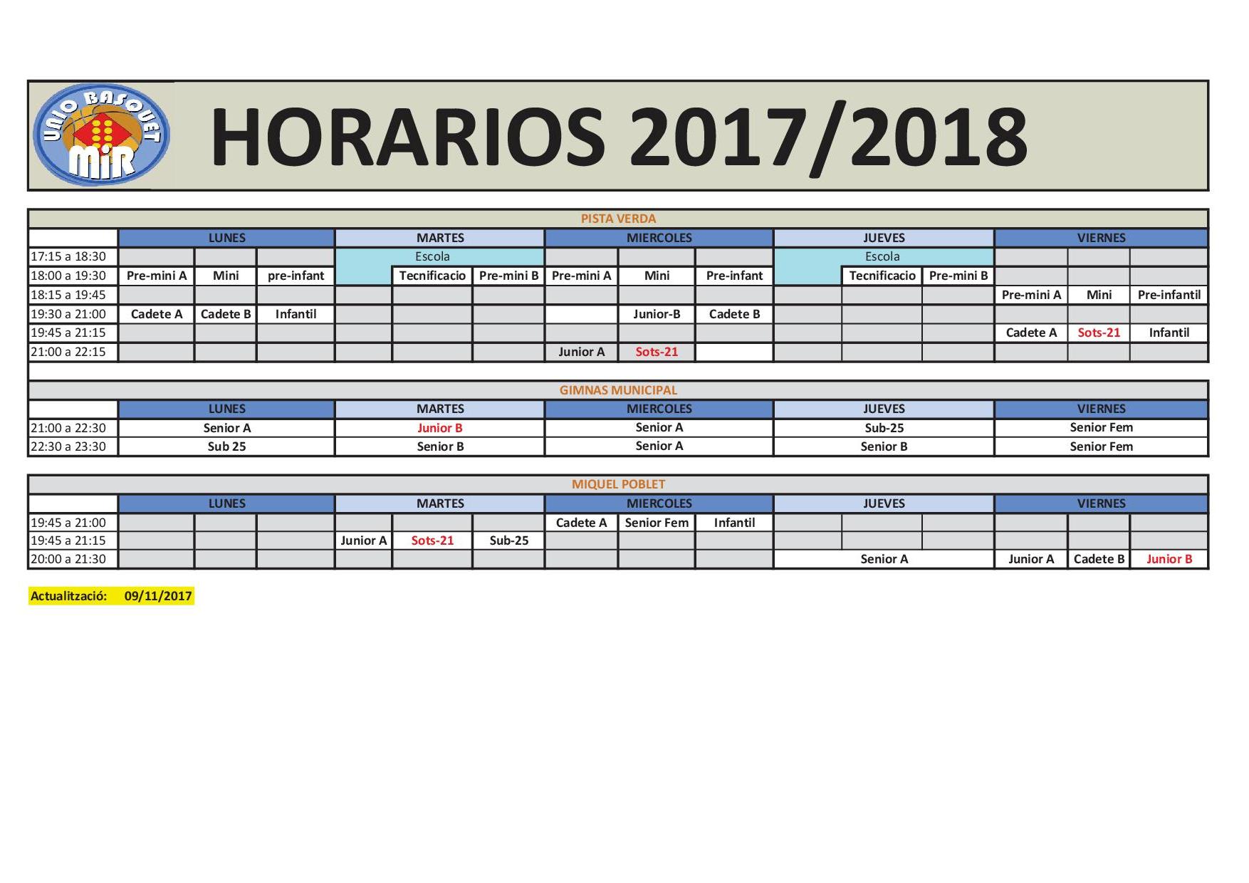 horarios de entreno 2017 18 V4